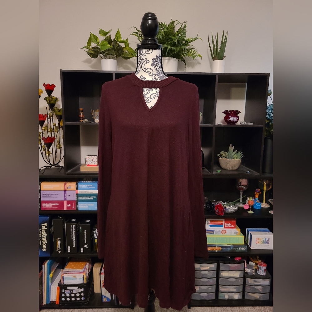 Fortune + Ivy Maroon XL Sweater Dress